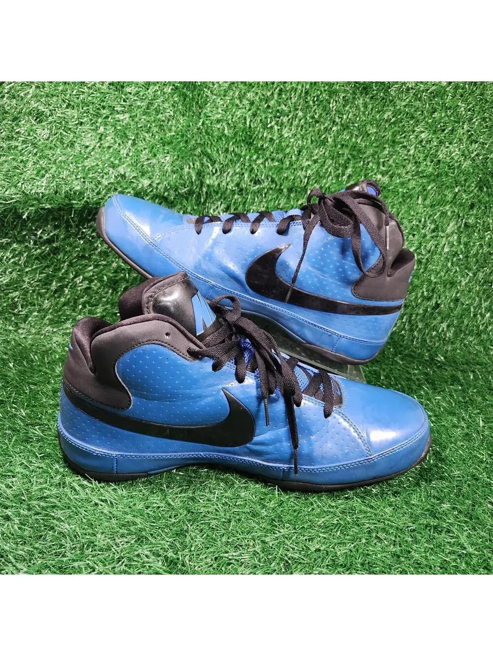 Nike Zoom Hustle patent blue leather sneakers Y2K shoes 375507-403 RARE Size 12
